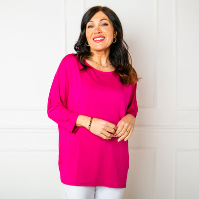 The fuchsia pink Batwing T-shirt which is a great wardrobe staple and makes a great base layer