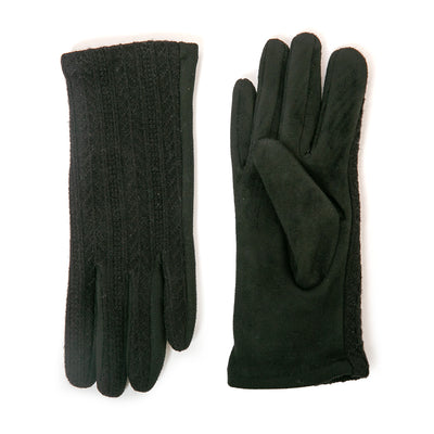 The Cassie Gloves in black with beautiful cable knit detailing on the front