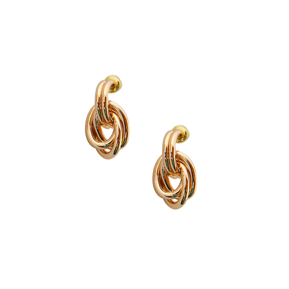 The Keeley Earrings in gold with a chain link design and a stud back fastening