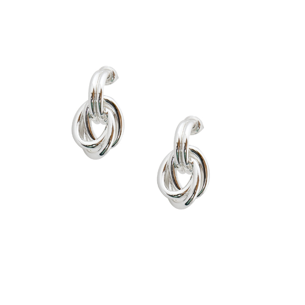 The Keeley Earrings in silver with a chain link design and a stud back fastening