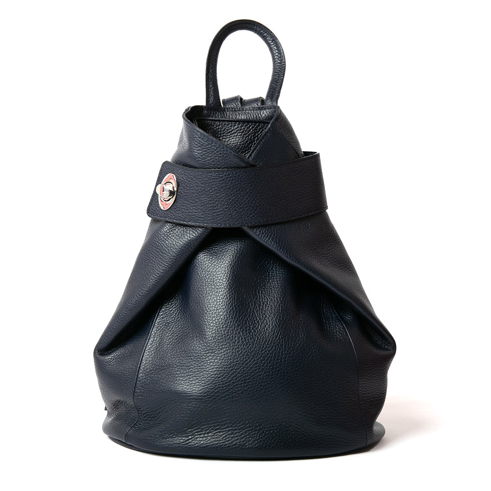 The navy blue Langton women's backpack Handbag with the front twist fastening and zipped compartment