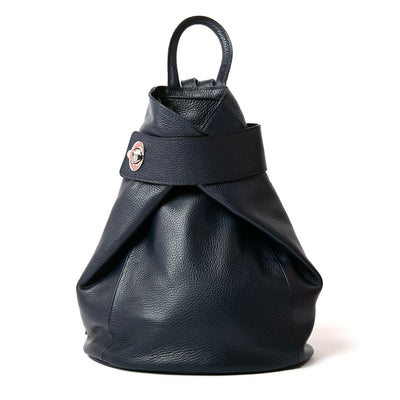 The navy blue Langton women's backpack Handbag with the front twist fastening and zipped compartment