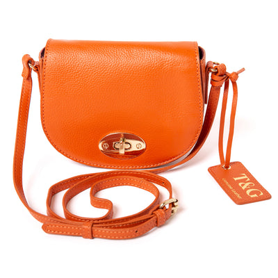 The Paris Leather Handbag in mandarin orange made from luxurious 100% italian leather 