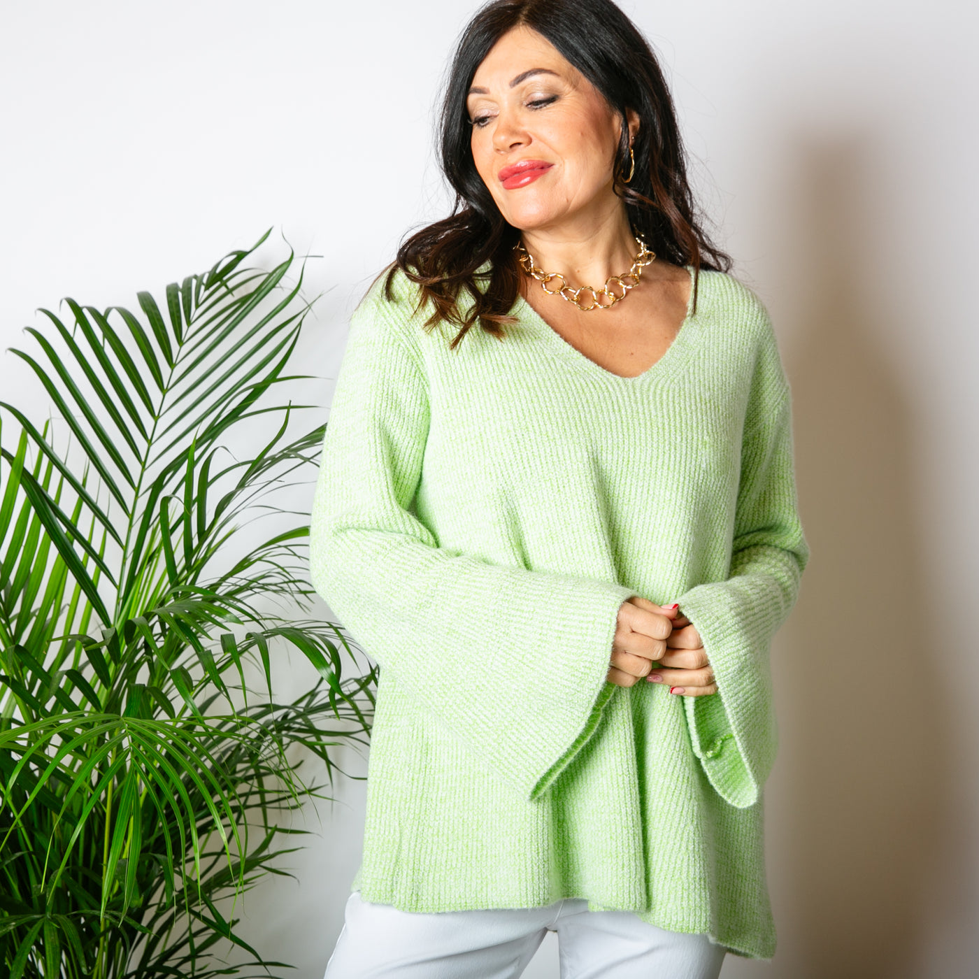 V-Neck Flare Jumper