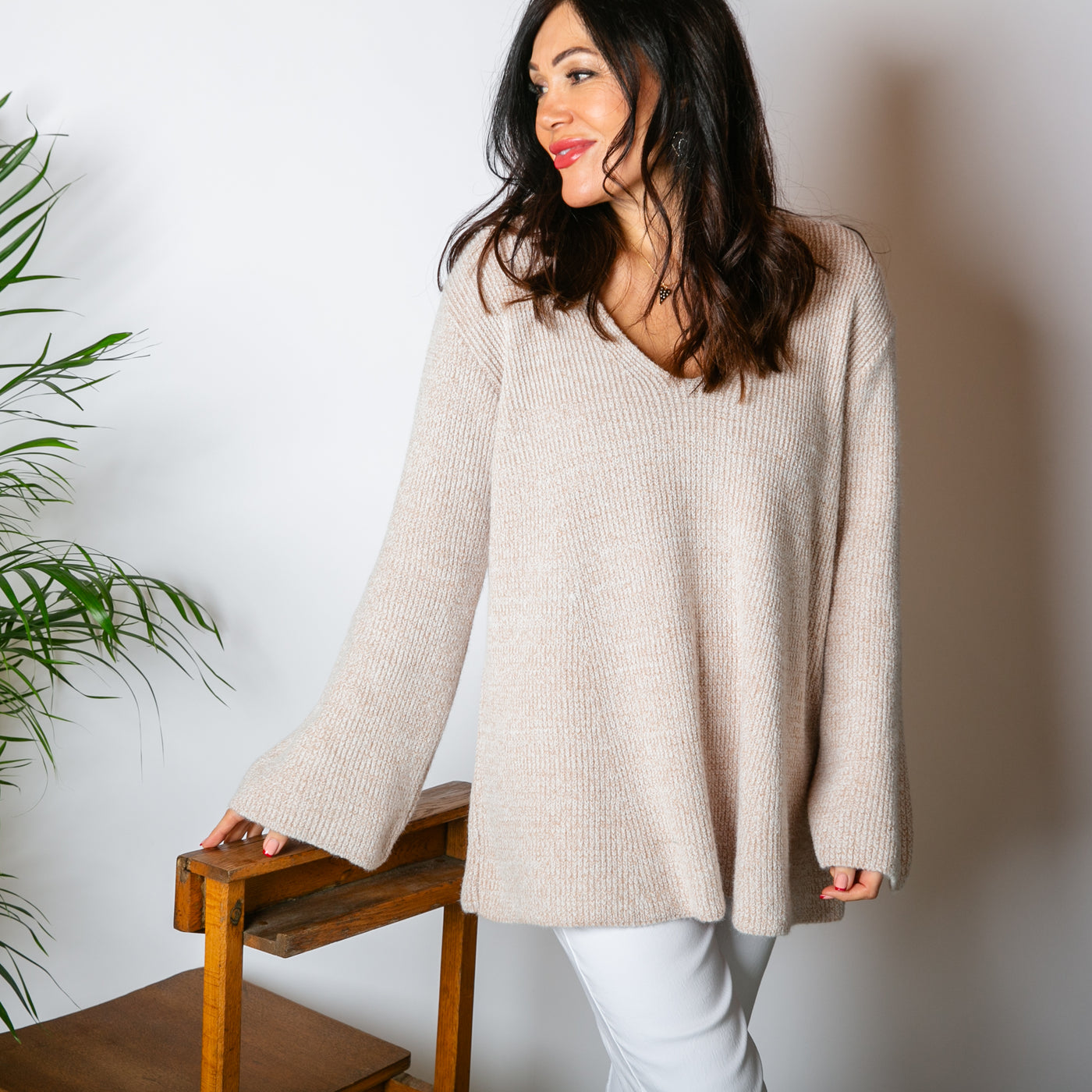 V-Neck Flare Jumper