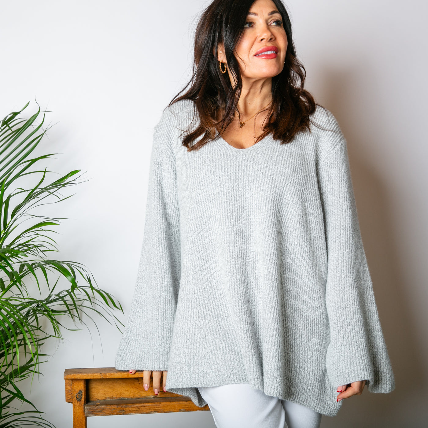 V-Neck Flare Jumper