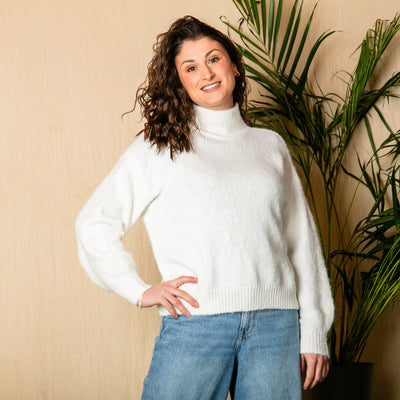 Funnel Neck Wool Blend Jumper