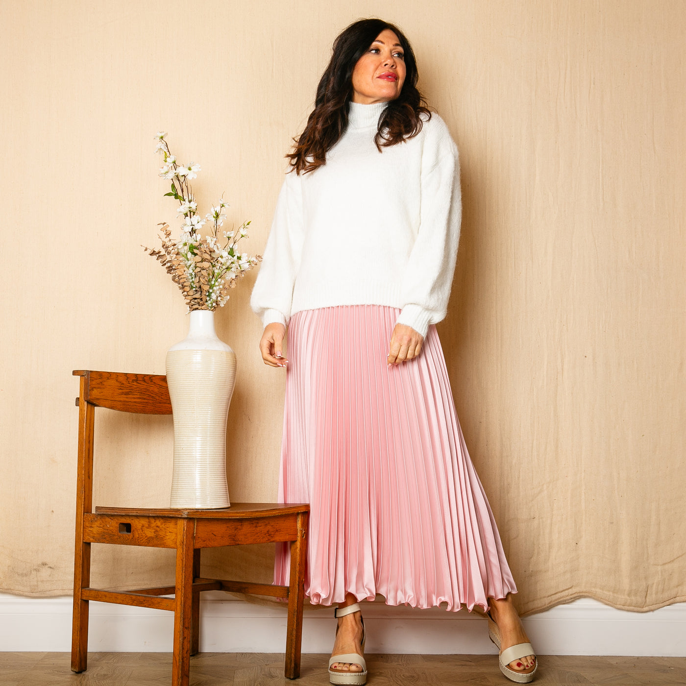 Satin Pleated Skirt