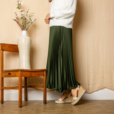 Satin Pleated Skirt