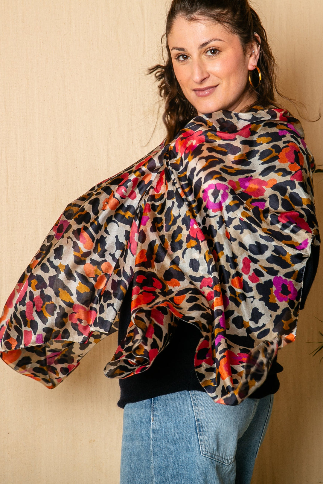 Funky Leopard Silk Scarf