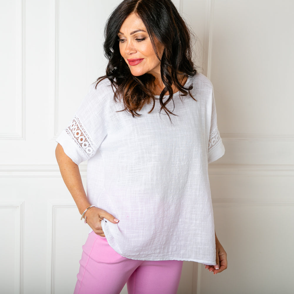 Broderie Sleeve Cotton Top