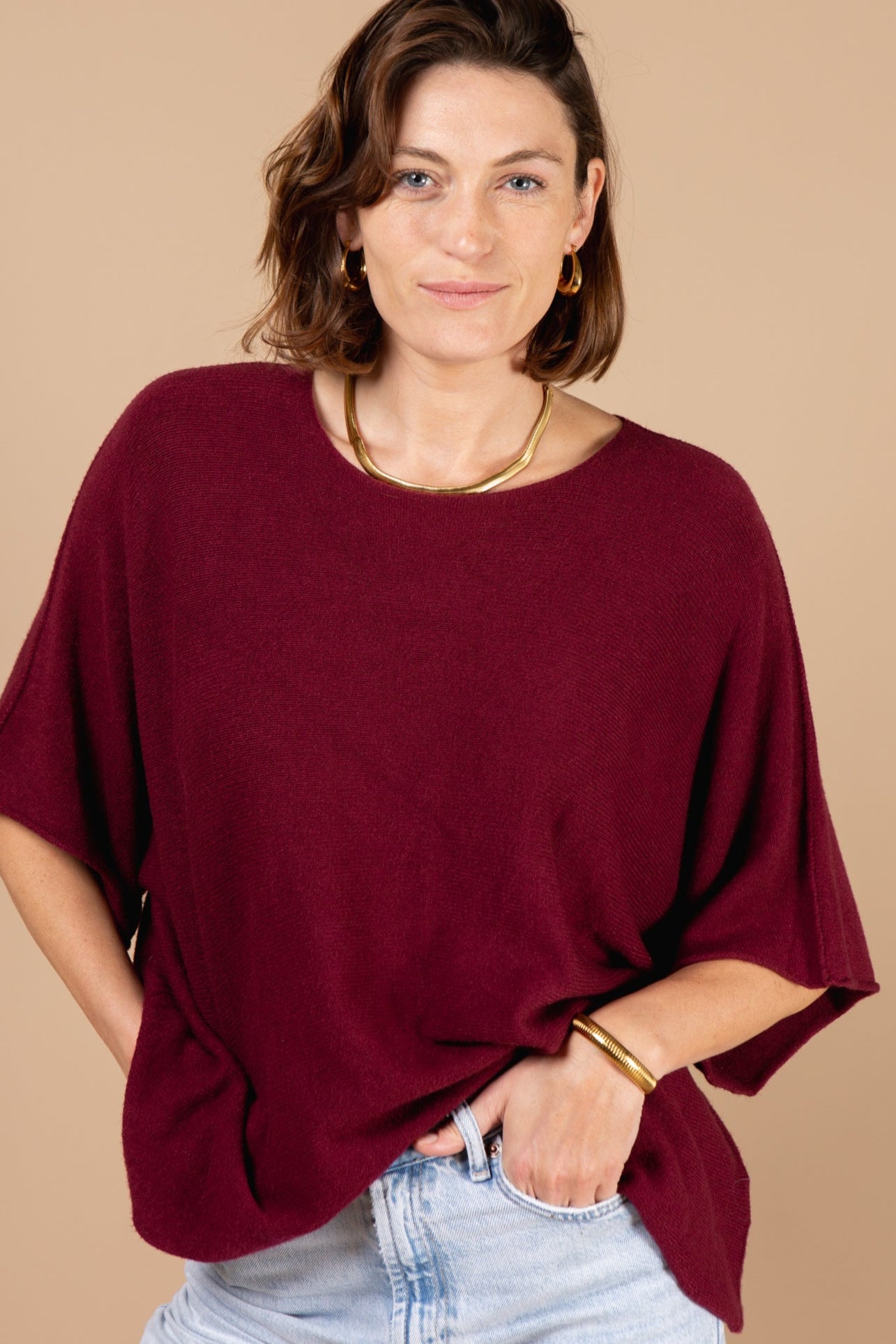 3/4 Sleeve Batwing Jumper