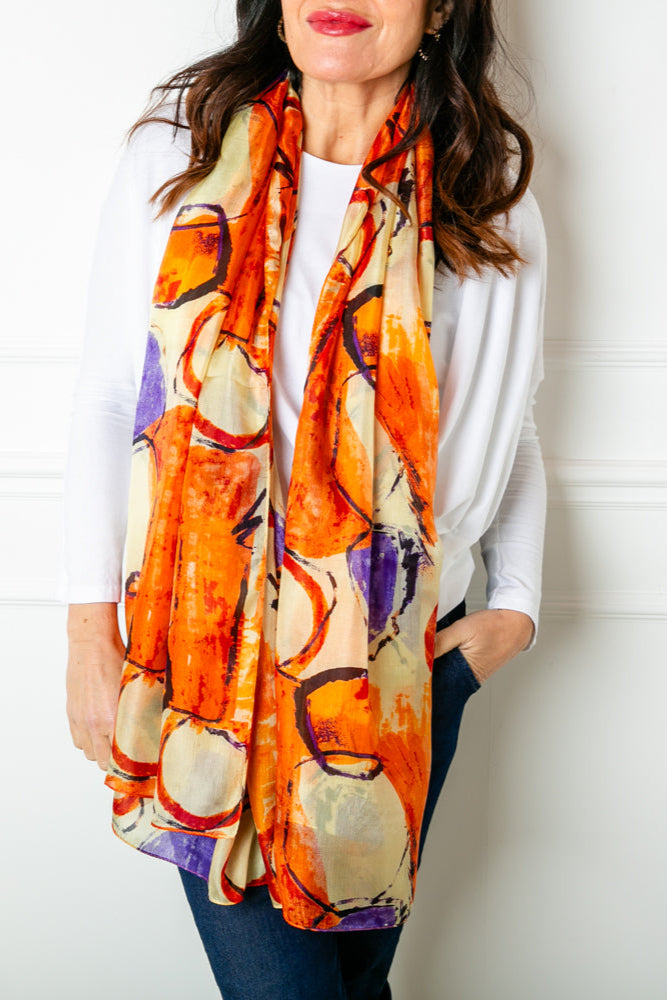 Orange Circles Silk Scarf Tilley Grace orange-circles-silk-scarf-tilley-grace
