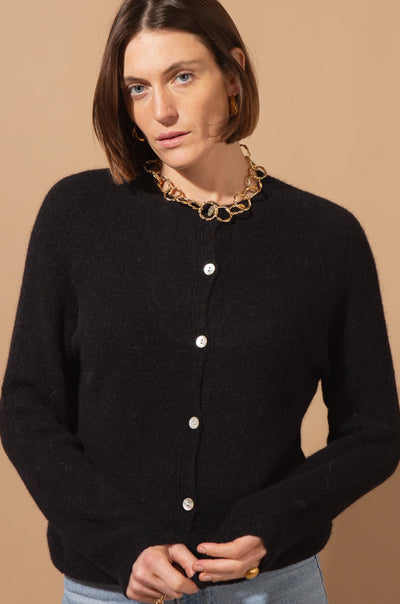 Alpaca Blend Crew Neck Cardigan