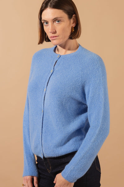 Alpaca Blend Crew Neck Cardigan