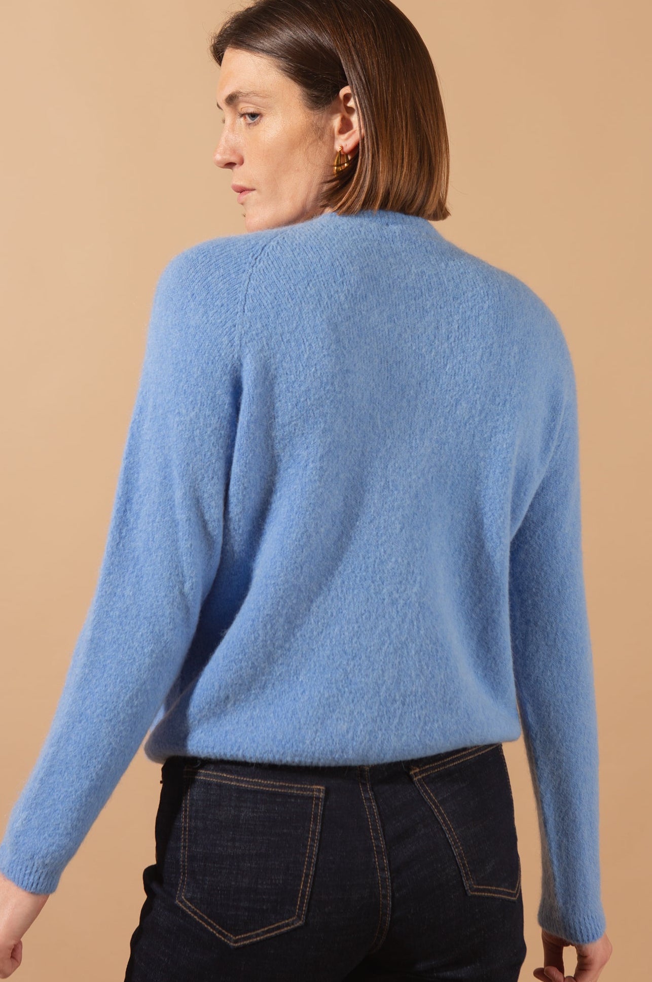 Alpaca Blend Crew Neck Cardigan