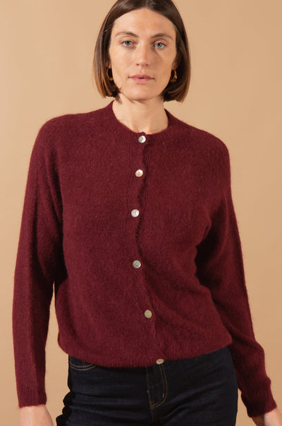 Alpaca Blend Crew Neck Cardigan