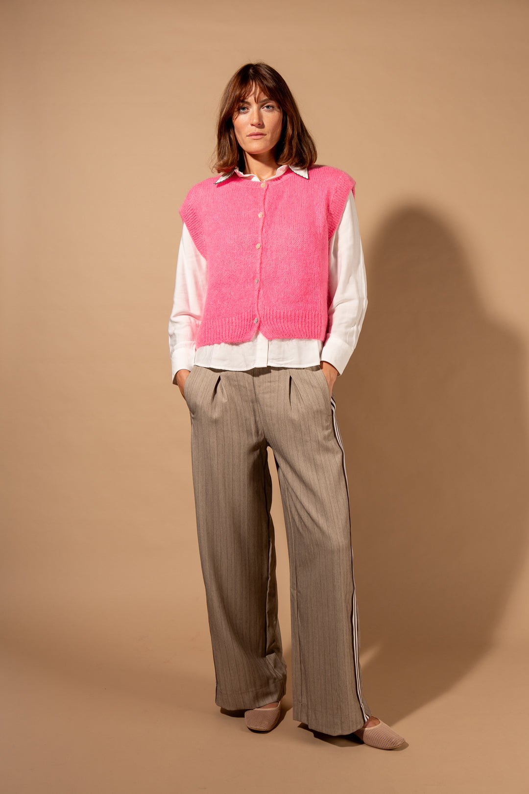 Wide Leg Pin Stripe Trouser