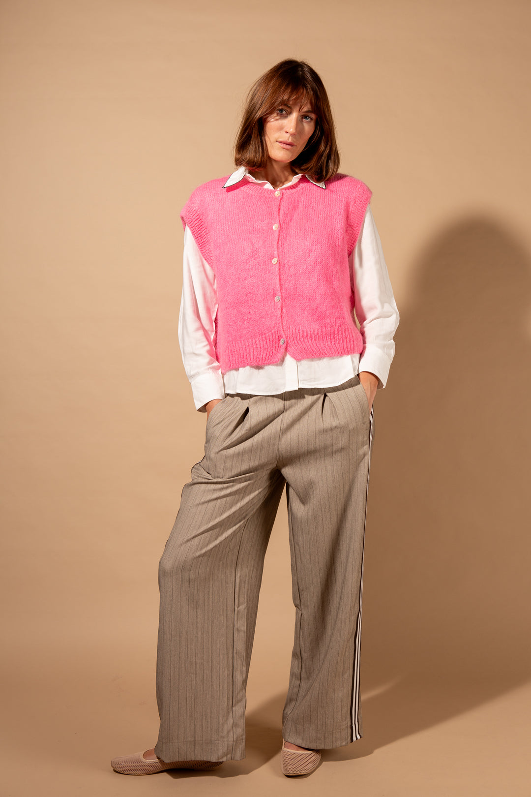 Wide Leg Pin Stripe Trouser