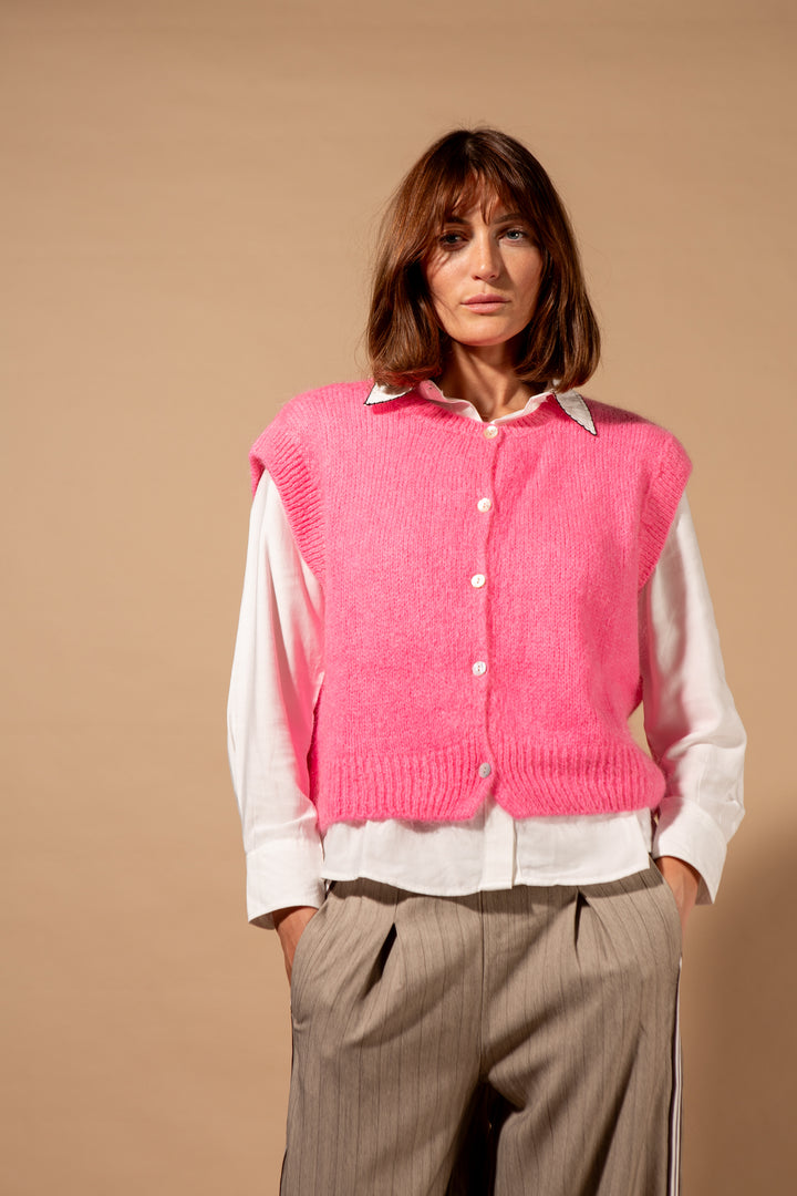 Mohair Button Through Tank Top