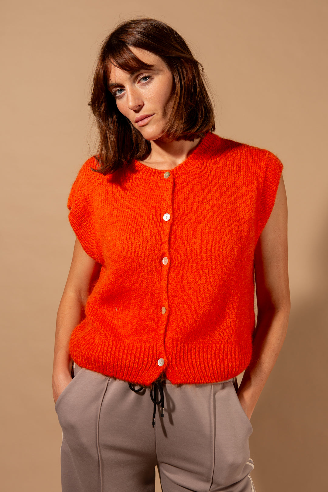 Mohair Button Through Tank Top