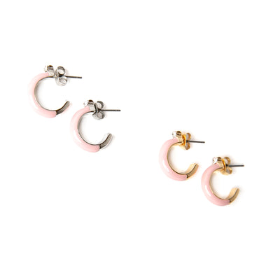 The Alyson Earrings in pink, available in silver and gold with a diamante detailing by the ear