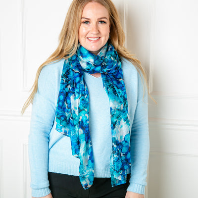 The Blue Ink Dot Silk Scarf which makes a great gift present for someone special