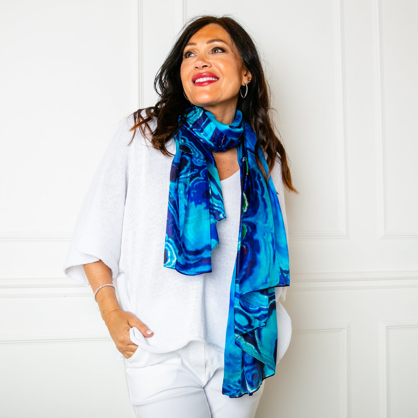 Blue Oil Spill Silk Scarf