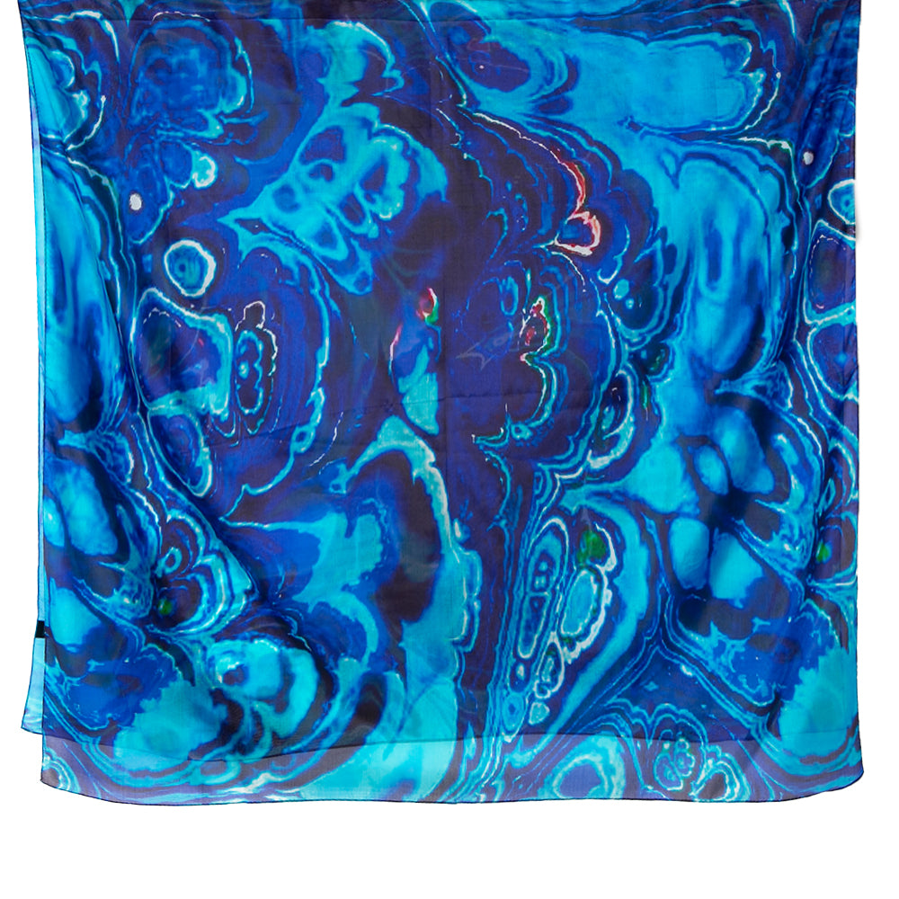 Blue Oil Spill Silk Scarf