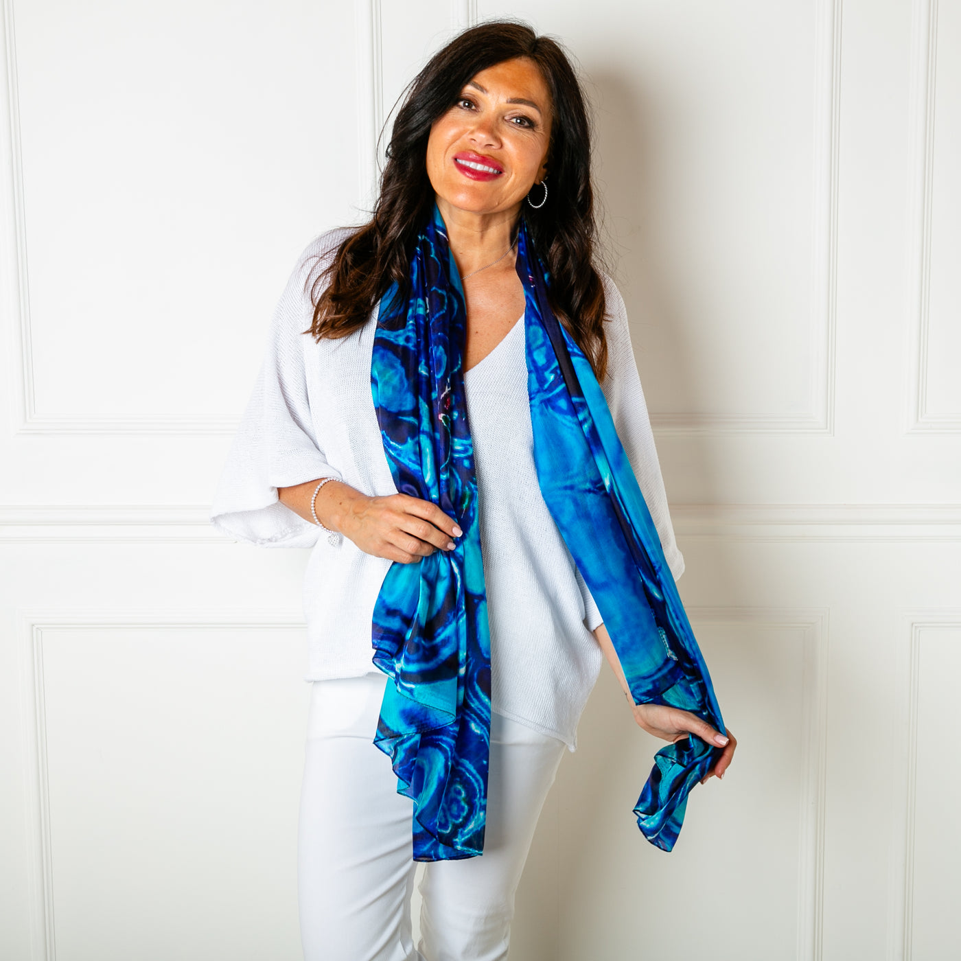 Blue Oil Spill Silk Scarf