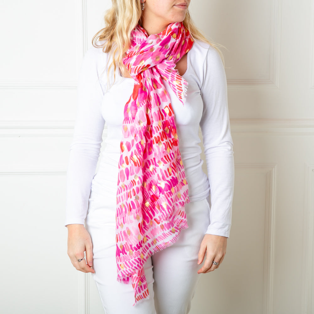 The pink Bora Scarf made from 100% viscose, super soft and lightweight, perfect for spring and summer