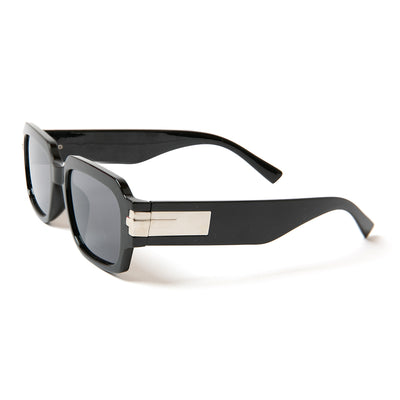 The Bree Sunglasses with a chunky black plastic frame featuring silver detailing on the arms