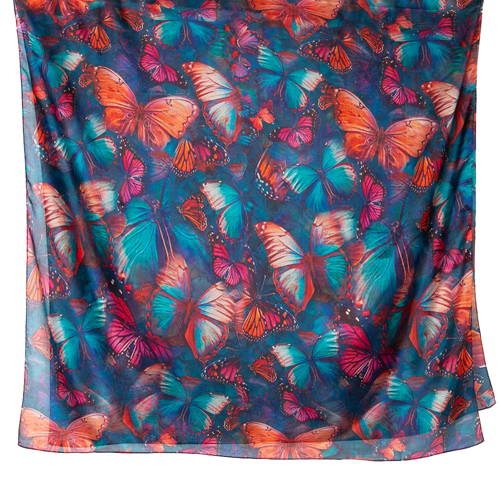 The Butterfly Silk Scarf featuring a beautiful butterfly pattern