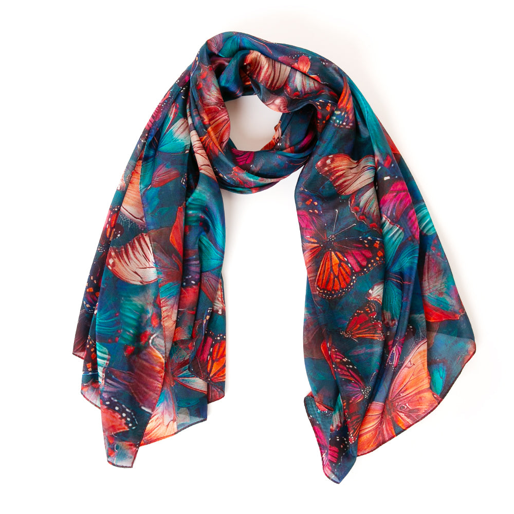 The Butterfly Silk Scarf made from luxurious 100% silk