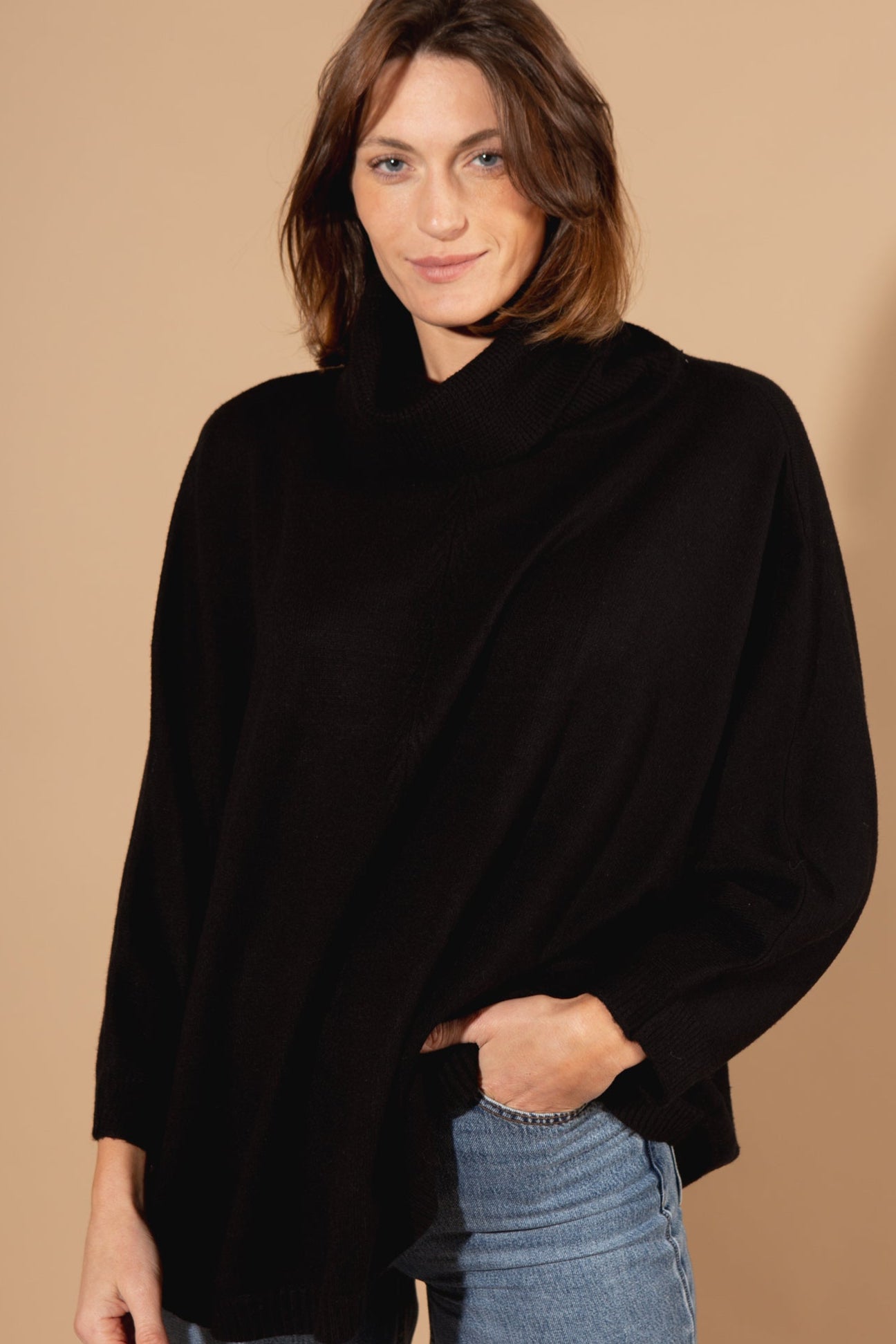Cashmere Feel Rollneck Batwing Jumper