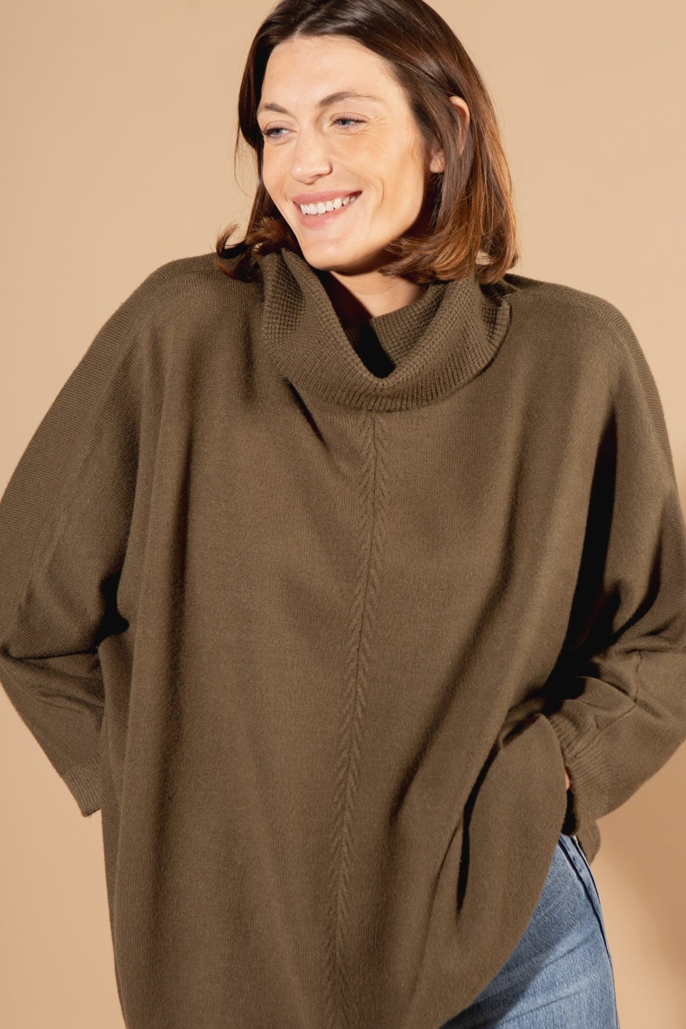 Cashmere Feel Rollneck Batwing Jumper
