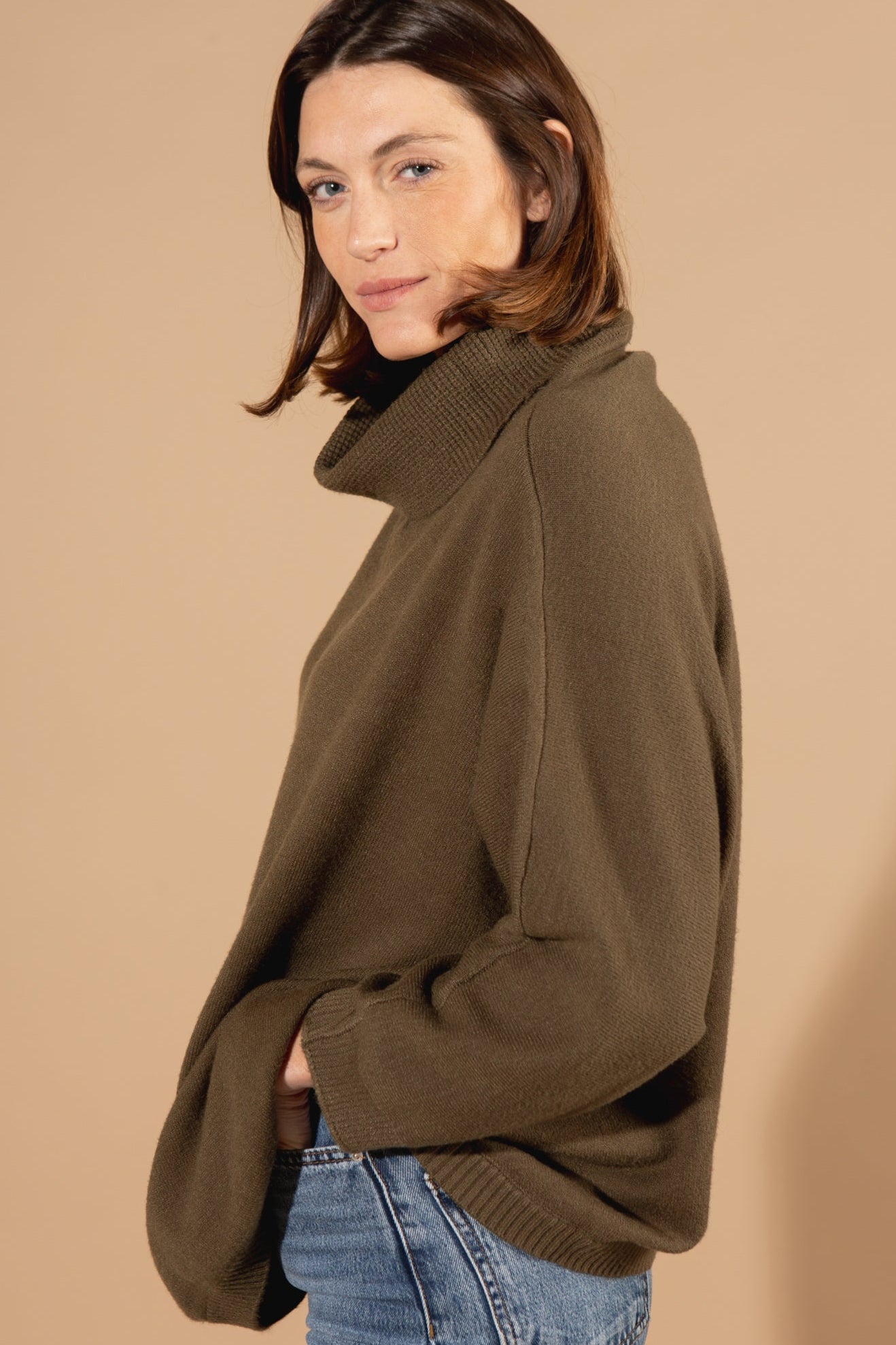 Cashmere Feel Rollneck Batwing Jumper