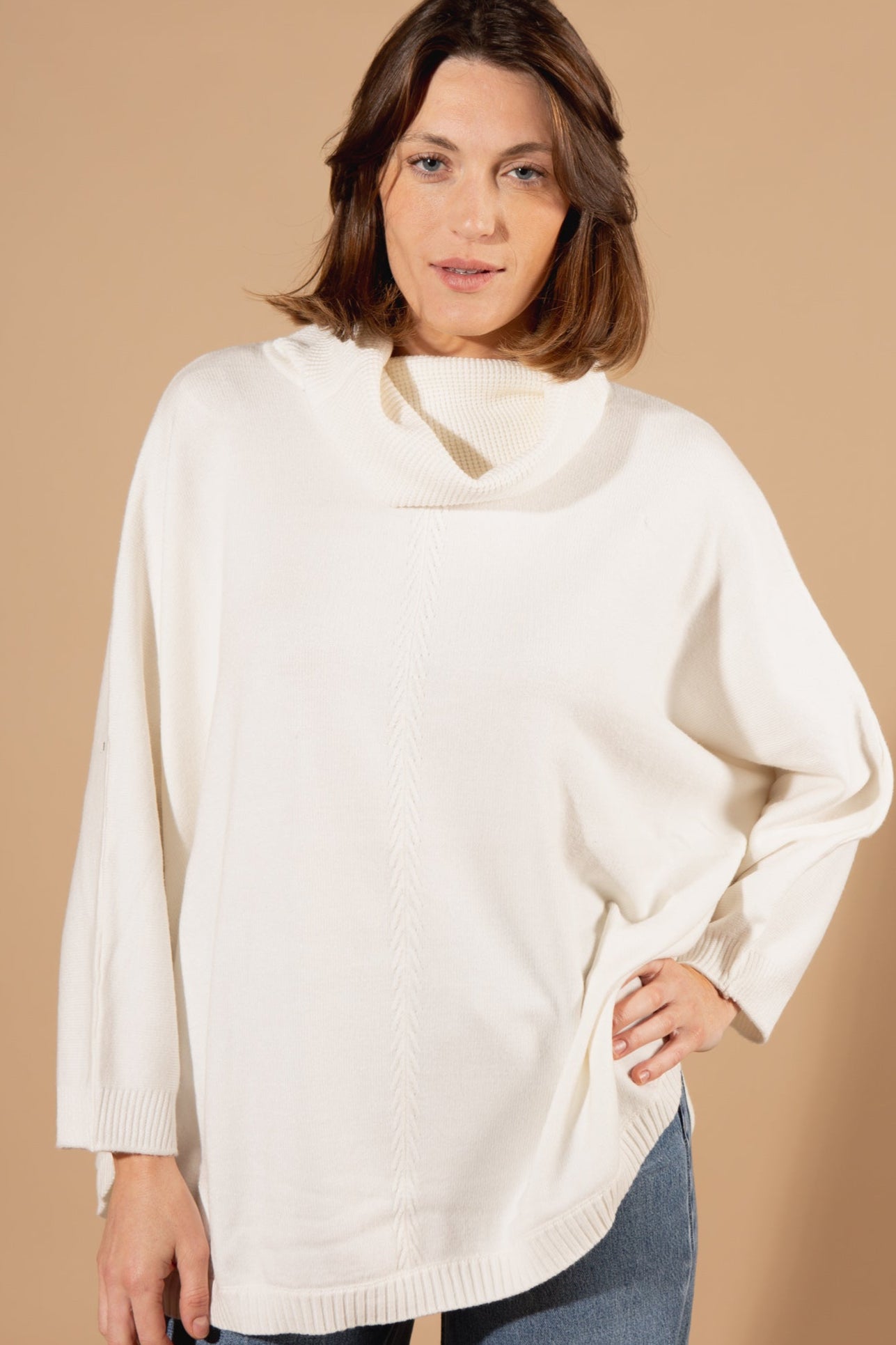 Cashmere Feel Rollneck Batwing Jumper