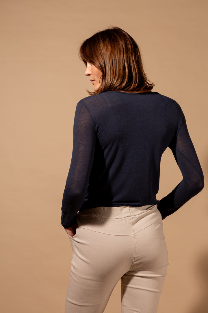 Cashmere-Mix Boat Neck Layering Top