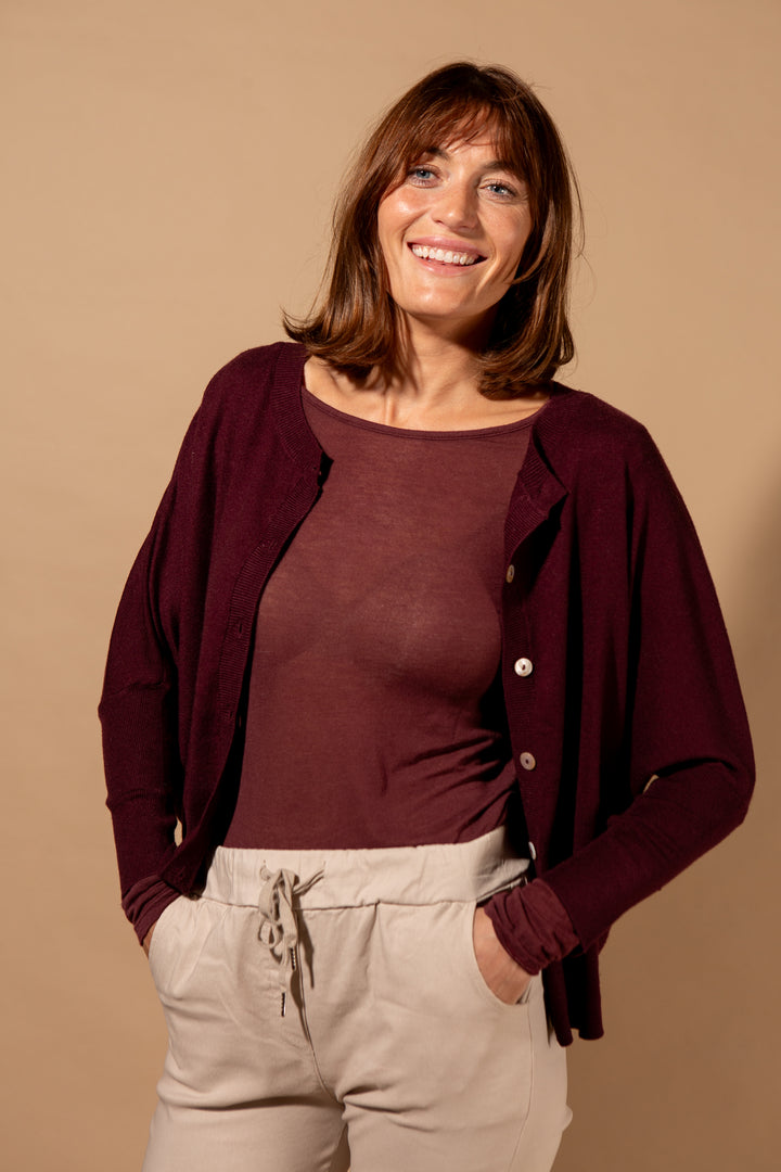 Cashmere-Mix Boat Neck Layering Top