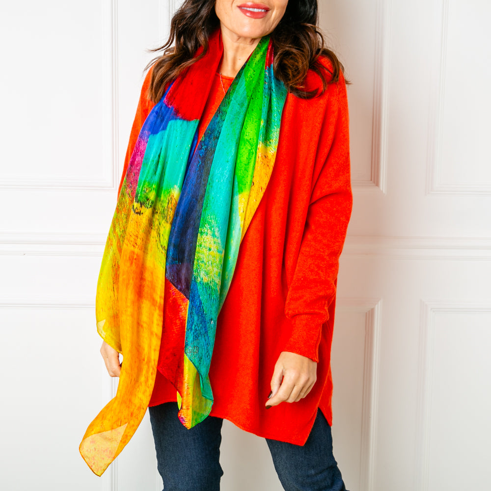 The Colour Spectrum Silk Scarf which is great for adding a pop of colour to an outfit