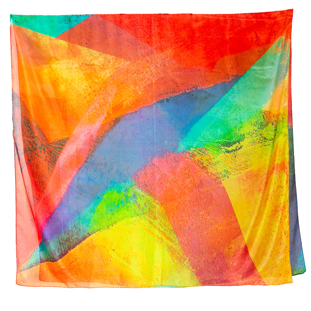 The Colour Spectrum Silk Scarf with a gorgeous abstract multicolour rainbow pattern