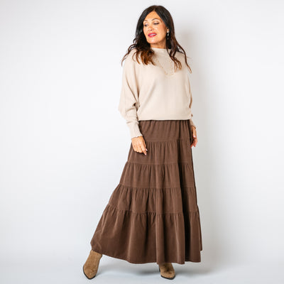 Cord Tiered Skirt