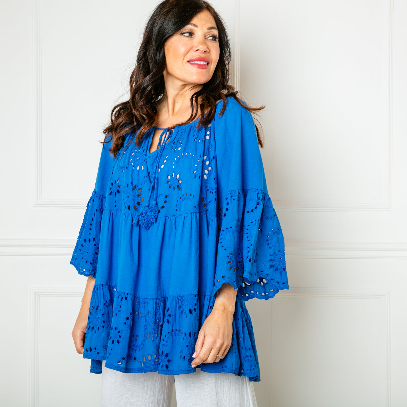 Cotton Embroidery Peplum Top