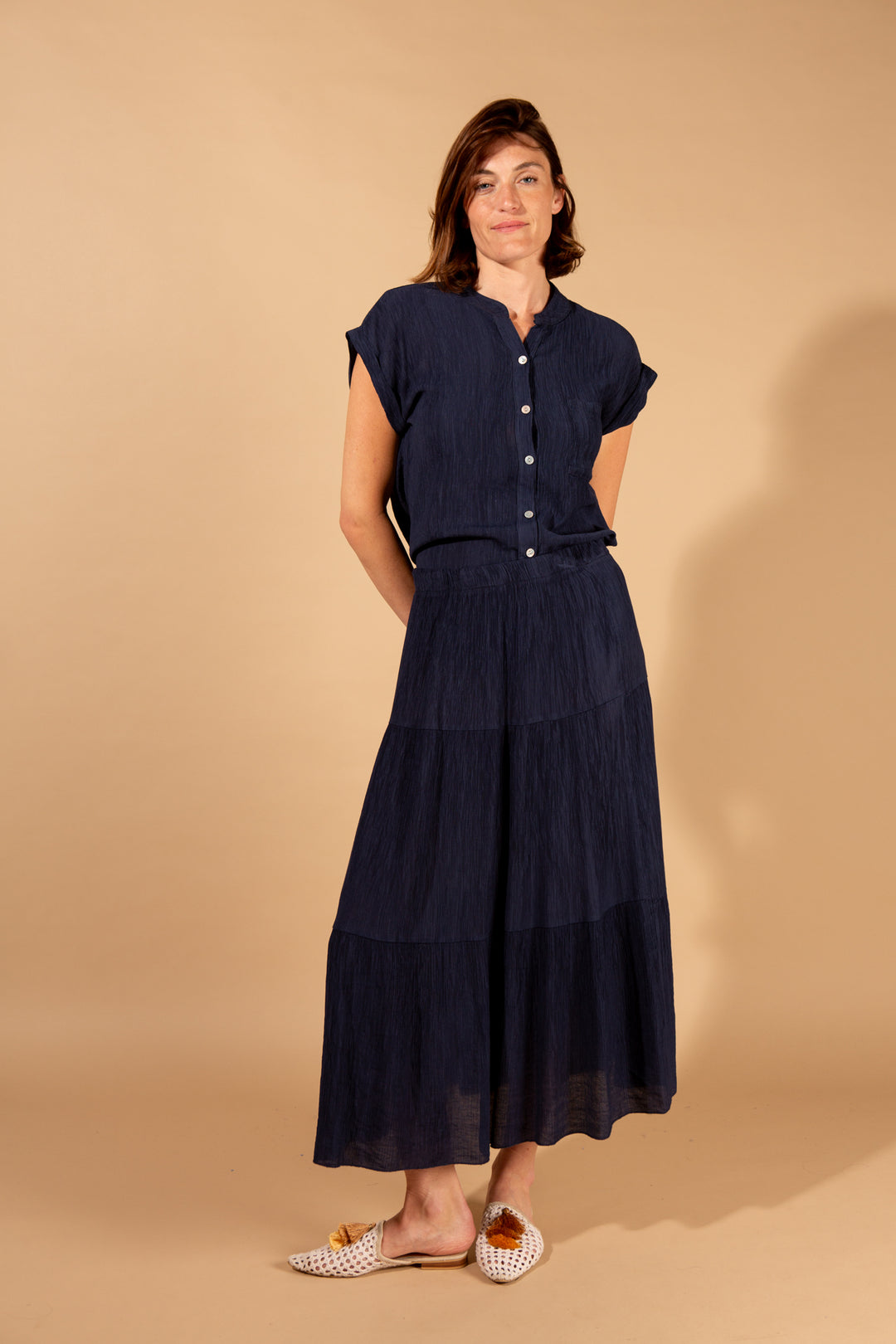 Crinkle Tiered Skirt