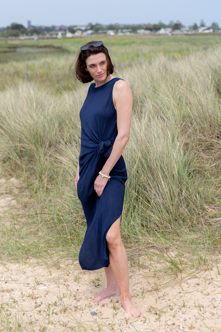 Crinkle Tie Front Dress