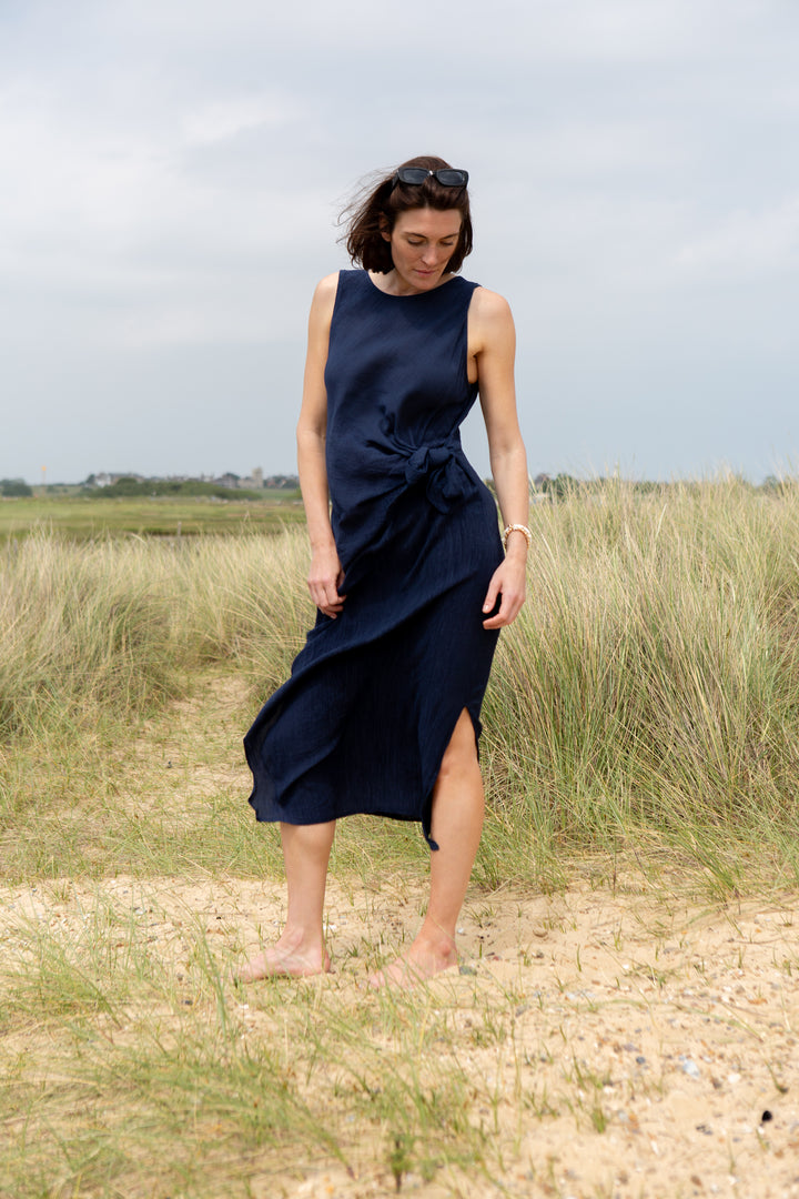 Crinkle Tie Front Dress