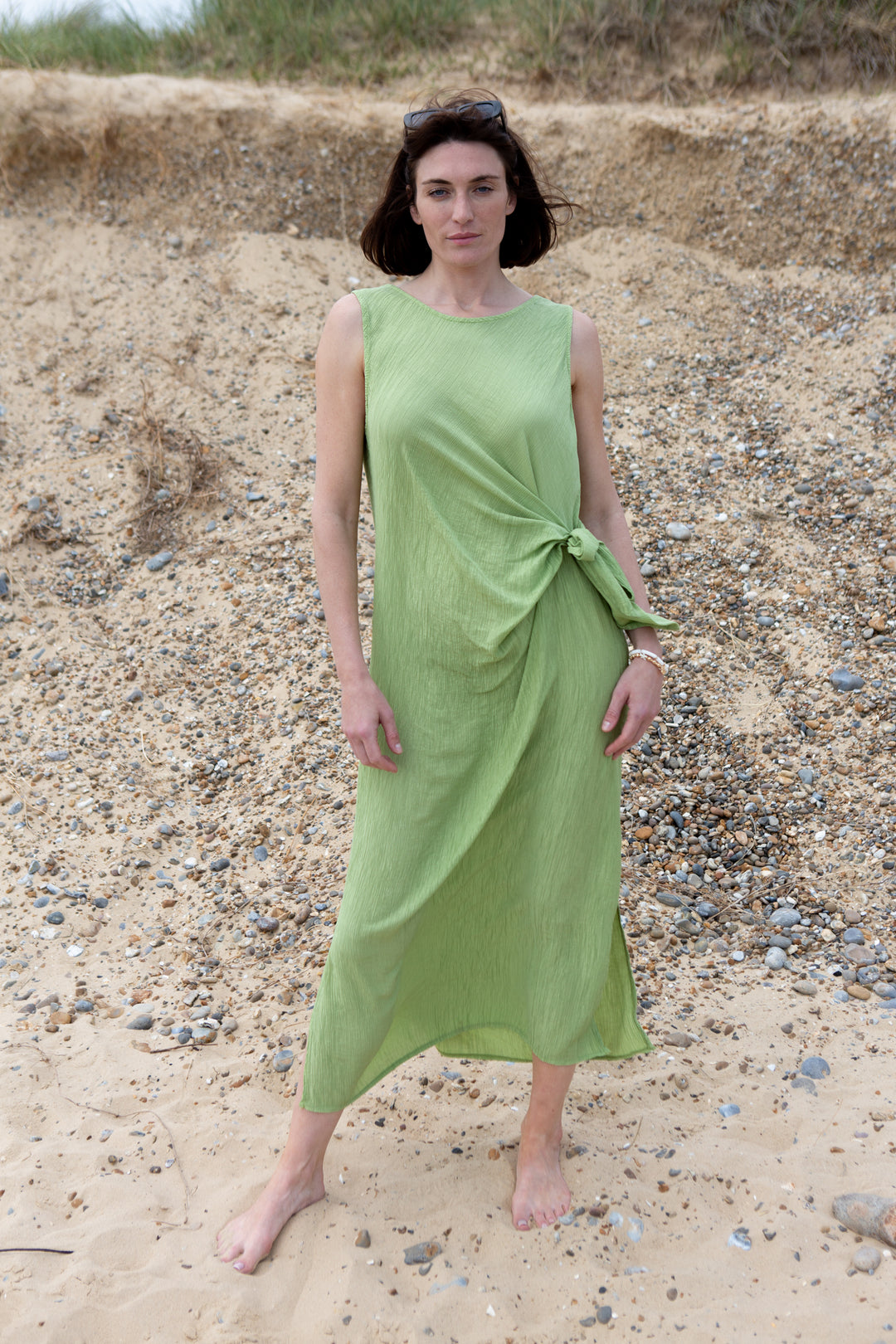 Crinkle Tie Front Dress