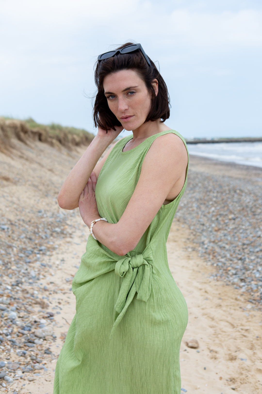 Crinkle Tie Front Dress