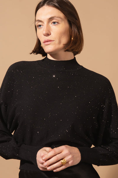 Cropped Glitter High Neck Jumper